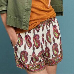 Anthropologie ETT:TWA | Cream Paisley Scarf Print Shorts | Size Small